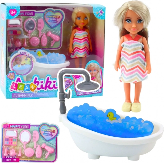 Set de Mini Muñeca Ankiki con Bañera y Accesorios de Cuidado