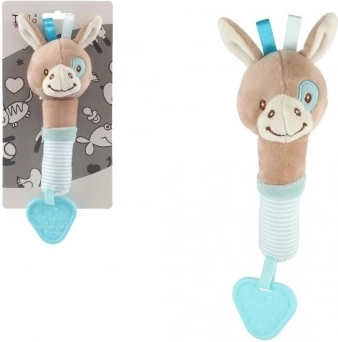 Sonajero de peluche y mordedor burro 22 cm