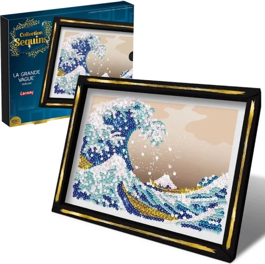 La grande vague cuadro de lentejuelas – ola marina, set creativo 1680 uds.
