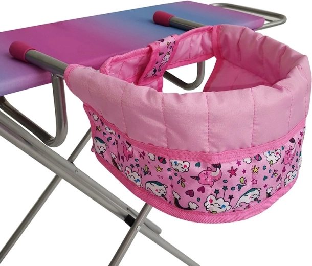 Silla de comedor infantil rosa con motivo de unicornios