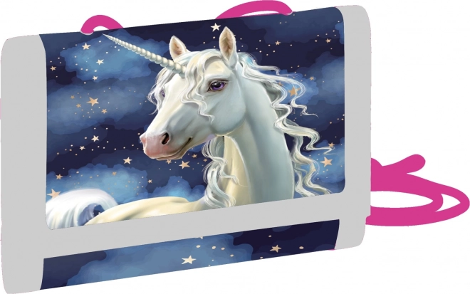 Cartera textil infantil con motivo de unicornio