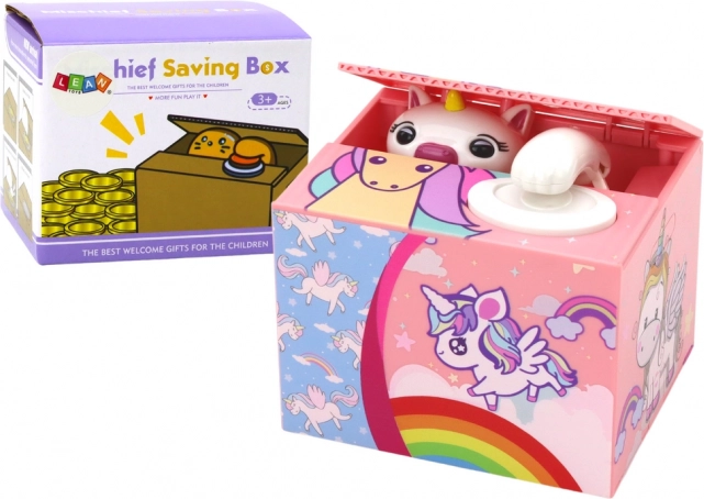 Hucha unicornio ahorradora con melodía – rosa