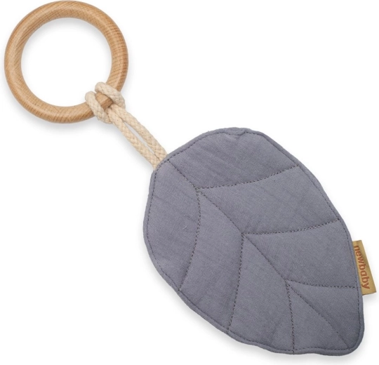 Mordedor infantil con muselina New Baby Leaf gris