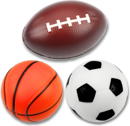 Set de pelotas de espuma – fútbol, baloncesto y rugby, 3 uds