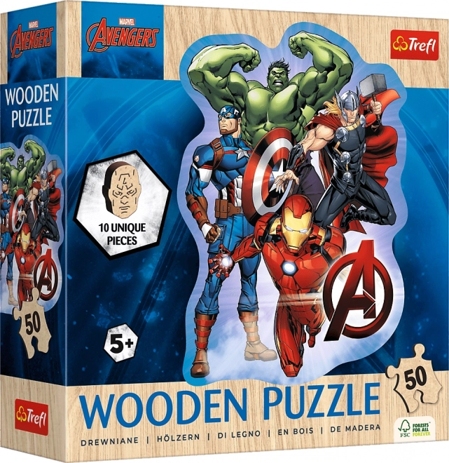 Puzzle de madera de contorno AVENGERS – 50 piezas