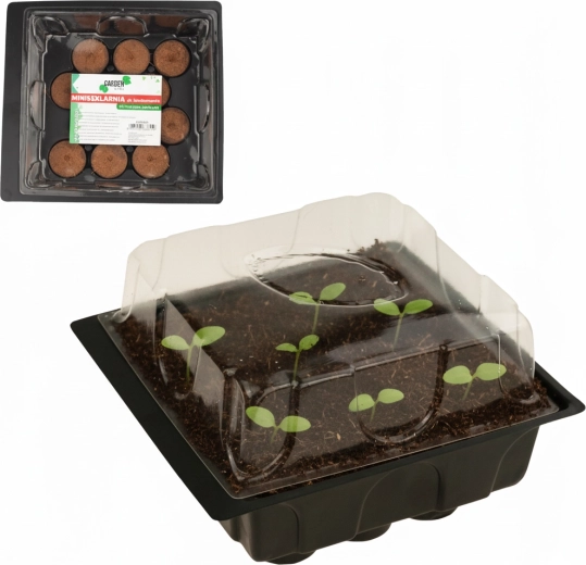 Kit de germinación – mini invernadero con 12 pastillas de turba