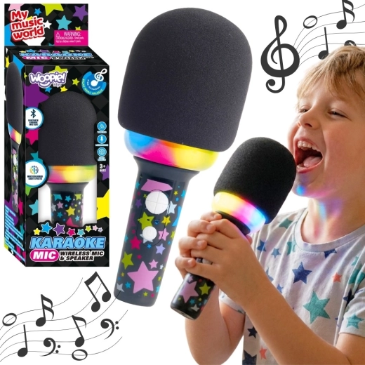 Micrófono de karaoke inalámbrico Woopie con altavoz, negro, Bluetooth