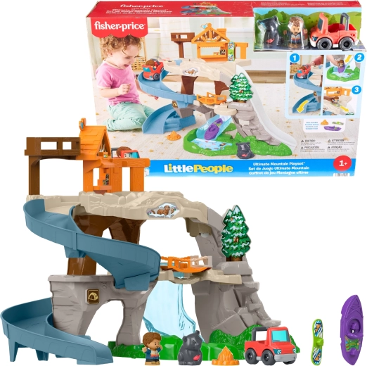 Fisher-Price Little People gran aventura en la montaña: set de juego con pista y tobogán