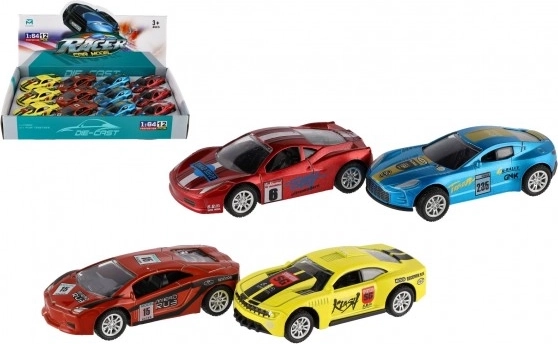 Coche de carreras de cuerda hacia atrás 8,5 cm – metal y plástico, varios colores