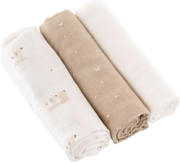 Träumeland pañales de tela hop hop bunny beige 80 × 80 cm (3 uds)