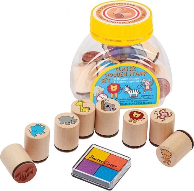 Goki set de 8 sellos de madera con tinta