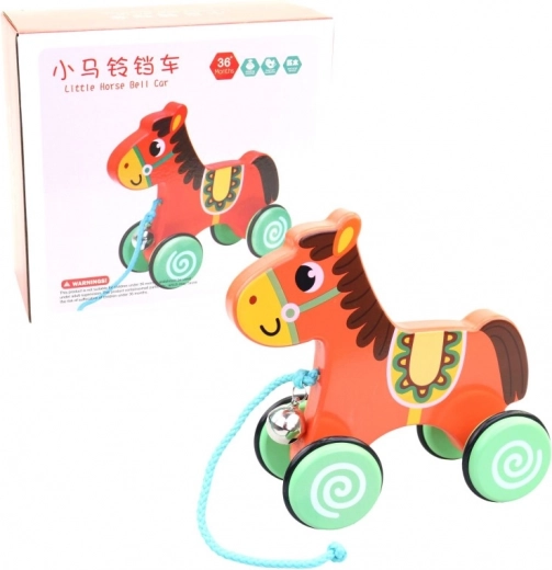 Juguete de arrastre de madera Caballo 16 cm