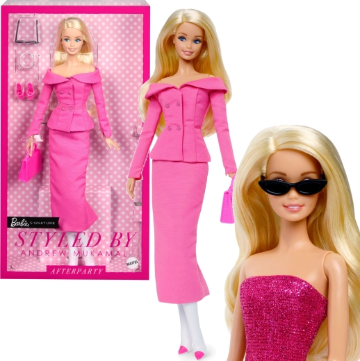 Mattel Barbie Signature muñeca de colección deluxe en conjunto rosa Day to Night, diseñada por Andrew Mukamal