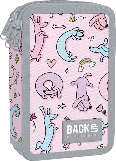 Estuche escolar de tres compartimentos con equipamiento BackUP Cute Dogs