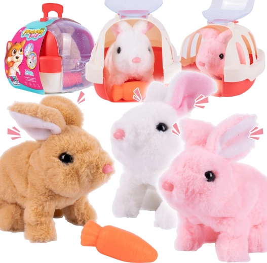 Conejito de peluche interactivo con casita