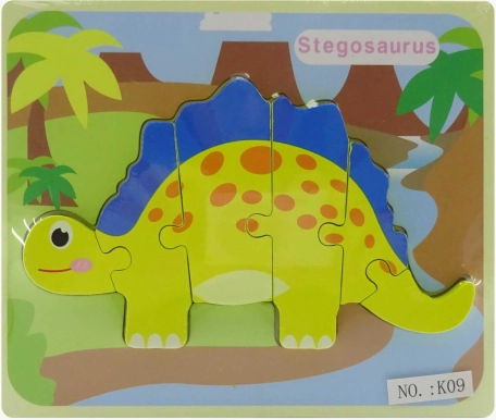 Encaje de dinosaurio de madera
