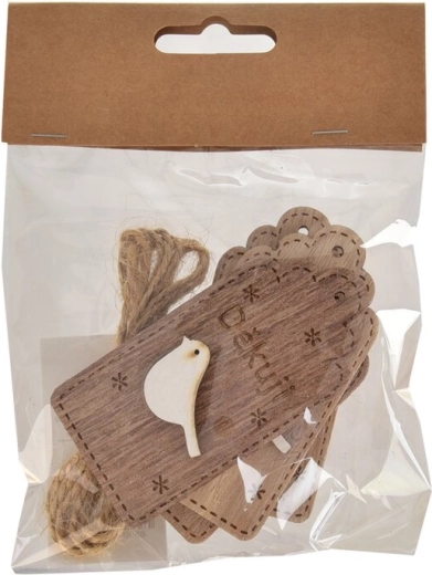 Etiqueta de madera «Gracias» marrón 4×8 cm (4 uds.)