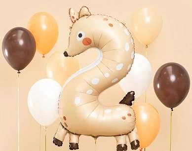 Globo de cumpleaños de foil número 2 con motivo de cervatillo