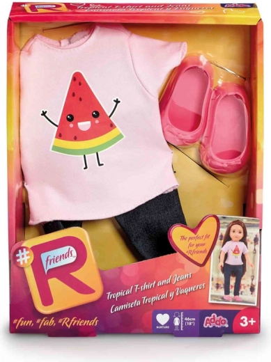 Ropa para muñeca: camiseta tropical y vaqueros