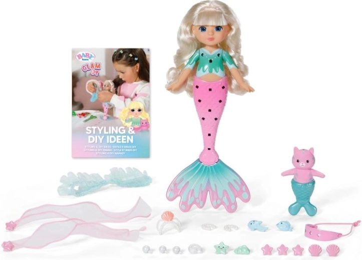 BABY born Glam Up sirena Sparkle con cabello que cambia de color