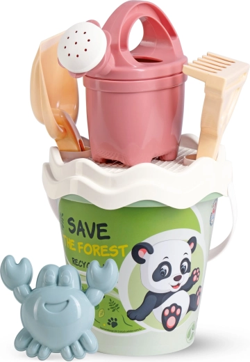 Androni set de arena reciclado en tonos pastel con regadera, 6 piezas