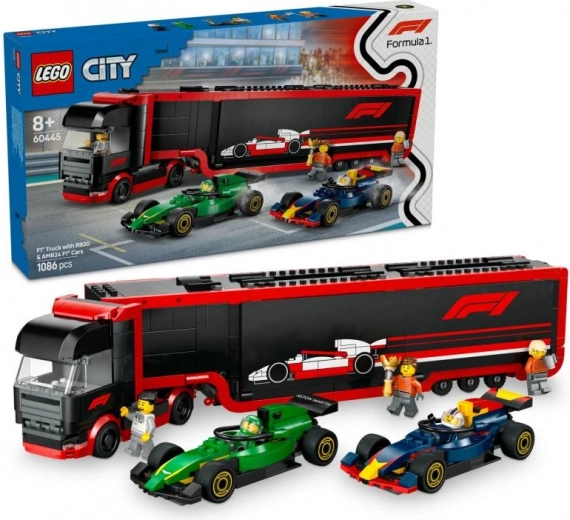 LEGO® City 60445 Camión F1® con coches F1® RB20 y AMR24