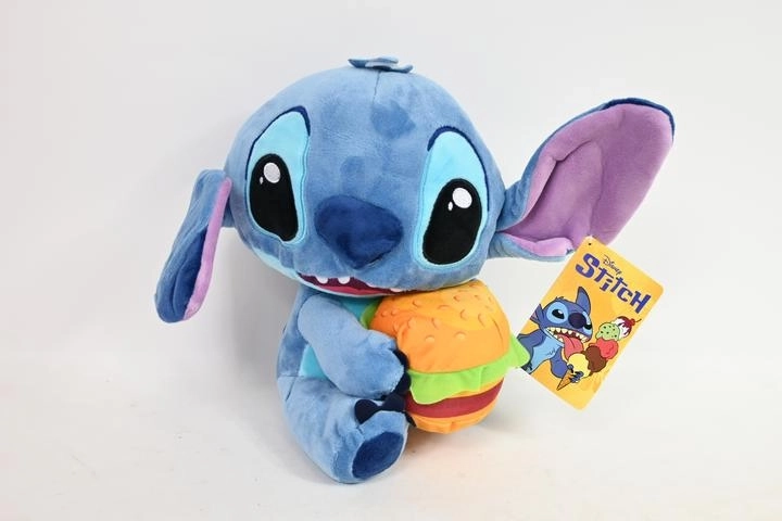 Peluche Disney Stitch con hamburguesa 25 cm