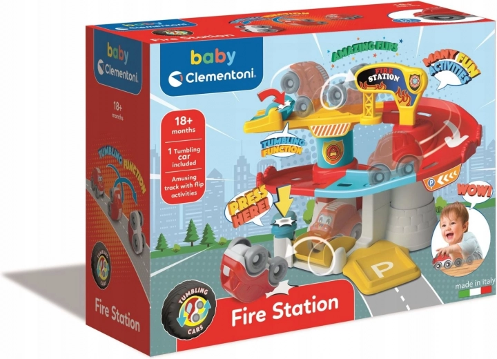 Clementoni Baby garaje de coches Tumbling Cars – estación de bomberos