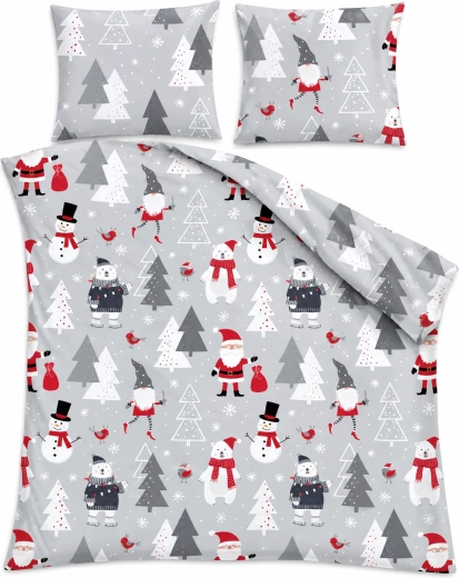 Ropa de cama de algodón SCANDIC con muñecos de nieve y osos grises 140 × 200 cm