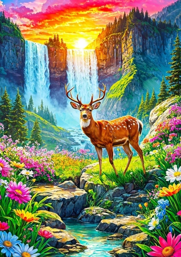 Disfruta del puzzle Paraíso de ciervos de 1000 piezas