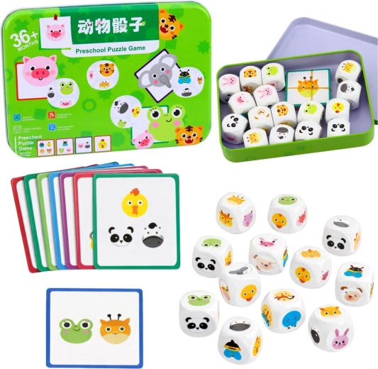 Juego educativo de madera con cubos – empareja animales