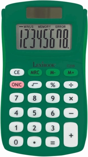 Calculadora de bolsillo Lexibook de 8 dígitos, superficie de goma – verde