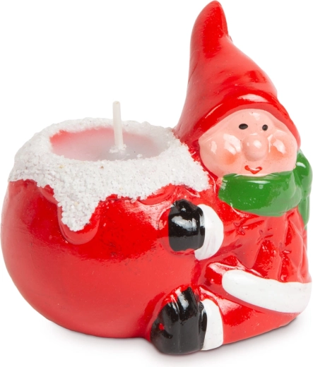 Velas navideñas con enanito de cerámica