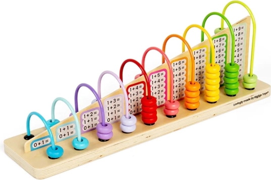 Ábaco arcoíris de madera para niños
