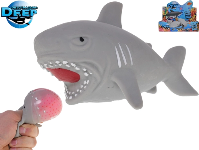 Tiburón antiestrés de 14 cm con bolitas de gel