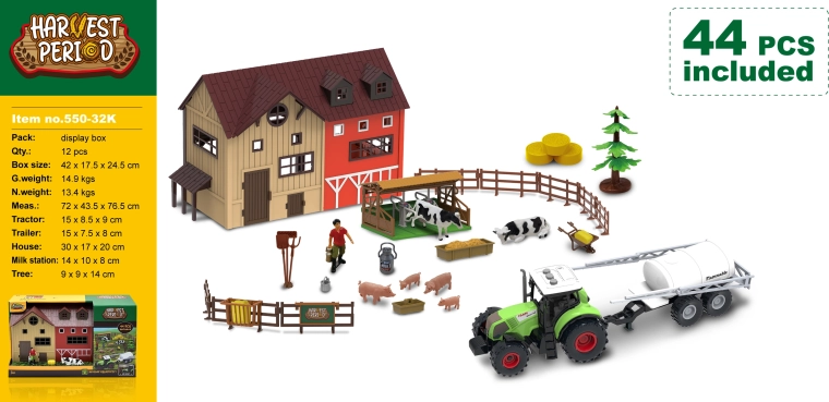 Granja lechera con tractor y efectos de luz y sonido