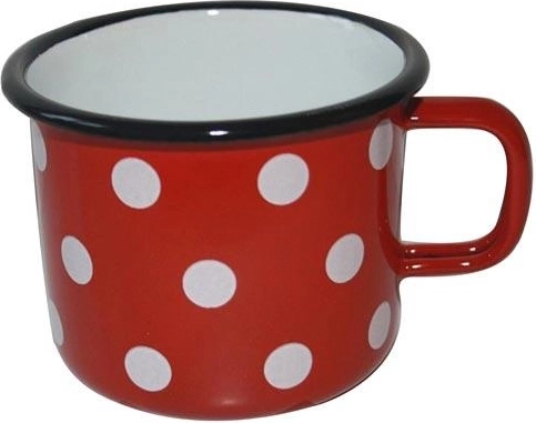 Taza esmaltada Puntík 0,5 l roja