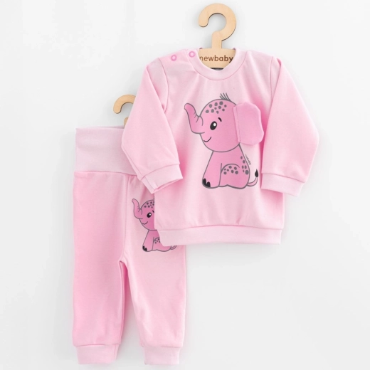 Conjunto para bebé camiseta y pantalón de chándal New Baby Happy Elephant rosa 74 (6–9 m)