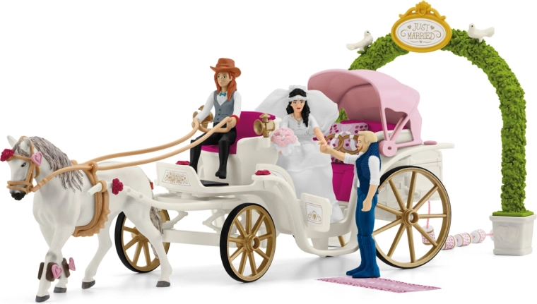 Schleich Horse Club carruaje de boda con lipicano y accesorios
