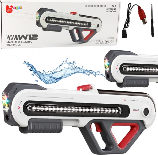 Bláster de agua eléctrico W12 con iluminación LED, blanco