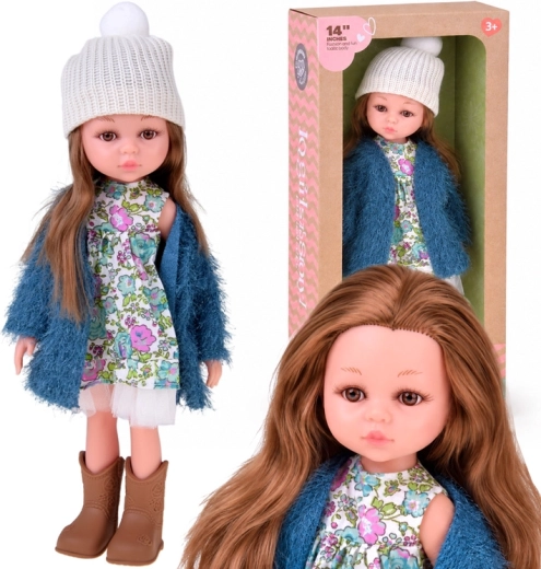 Muñeca de moda otoñal con cabello castaño de 35 cm