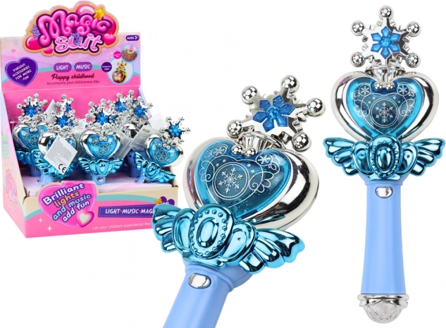 Varita mágica de princesa con luz de colores y sonidos – azul