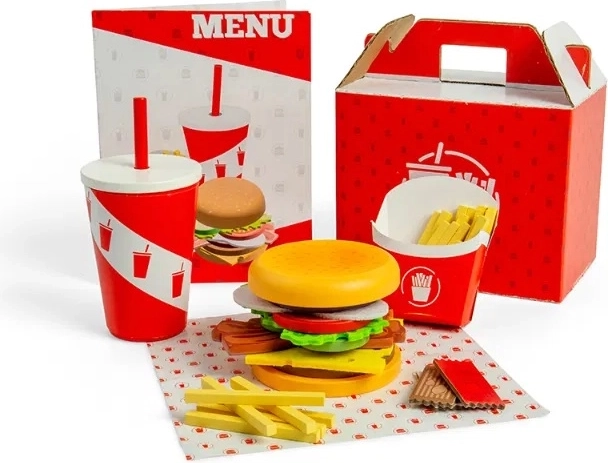 Bigjigs Toys Set de Hamburguesa y Patatas Fritas para Niños