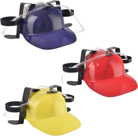 Casco de fiesta cervecero de plástico con dos soportes para bebidas (mix de colores)