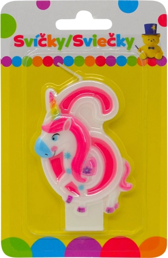 Vela de cumpleaños con unicornio – número 6