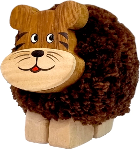 Figura de madera XL Tigre con pompón
