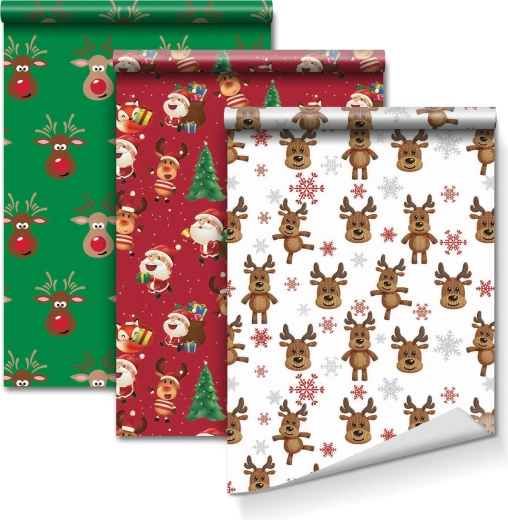Papel de regalo con tres diseños 70 × 150 cm