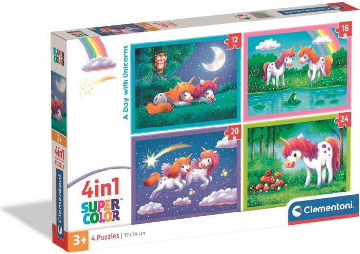 Puzzle Clementoni de unicornios 4 en 1 (12–24 piezas)