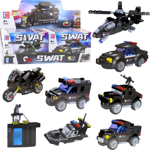 Set de construcción SWAT – vehículos y medios de transporte 2 en 1 (92–117 piezas)