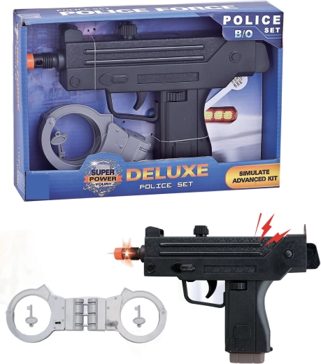 Subfusil policial y esposas Sparkys para niños